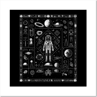 Alien Astronaut Esoteric Symbols - Cosmic Extraterrestrial Design Posters and Art